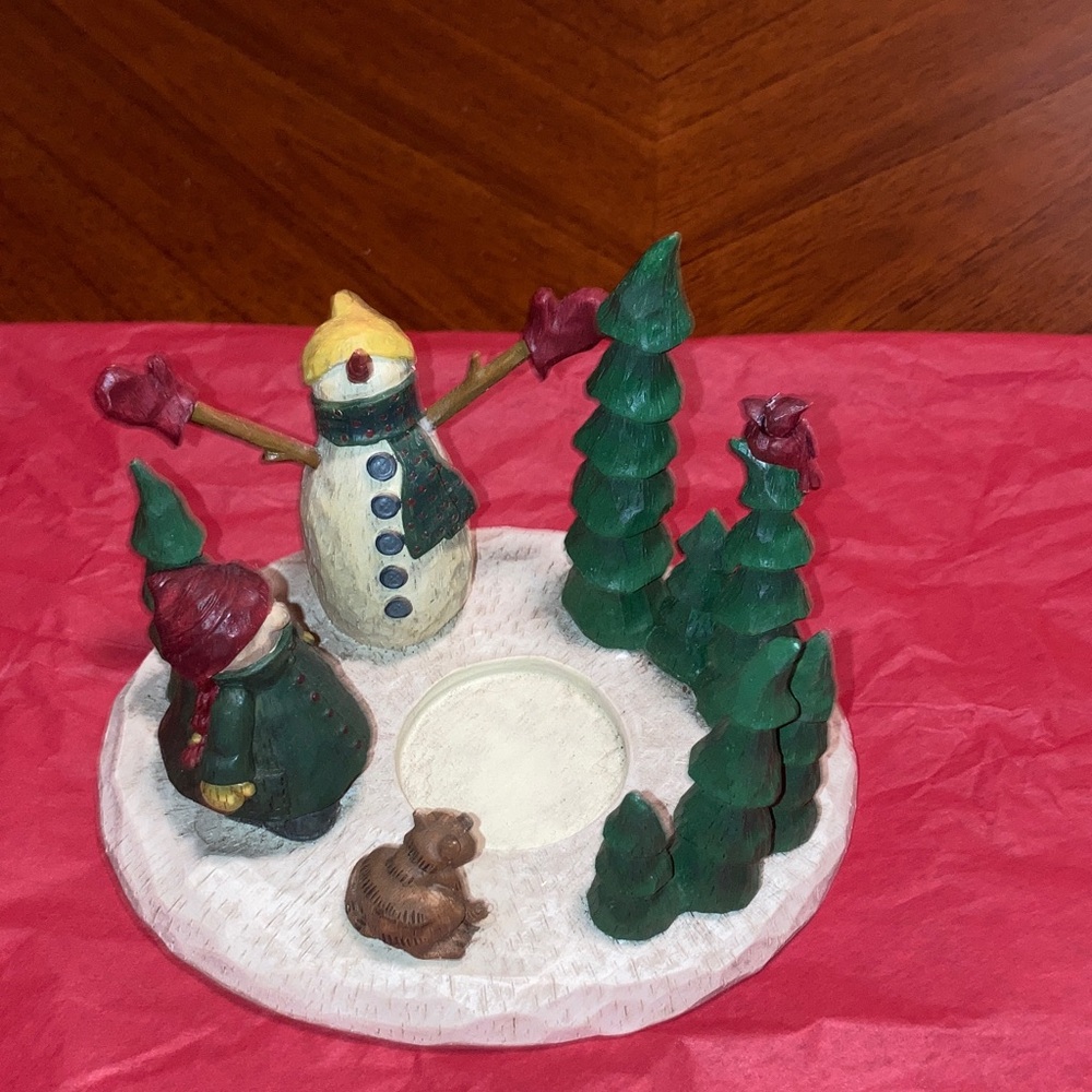 Festive Snowman and Trees Holiday Decoration